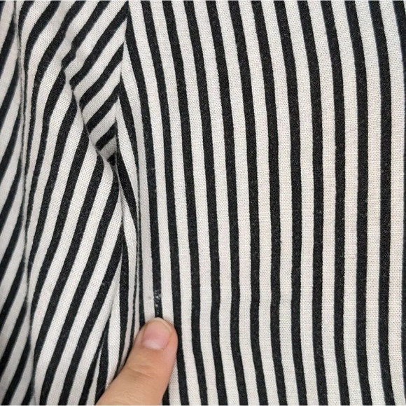 Zara Basic Black & White Gold Cream Button Down Front Ruffle Top Women Small - Picture 7 of 9